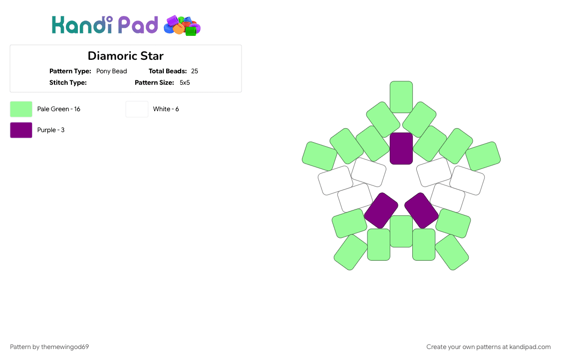 Diamoric Star - Pony Bead Pattern by themewingod69 on Kandi Pad - 