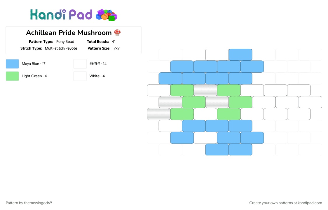 Achillean Pride Mushroom 🍄 - Pony Bead Pattern by themewingod69 on Kandi Pad - 