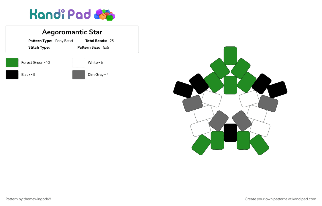 Aegoromantic Star - Pony Bead Pattern by themewingod69 on Kandi Pad - 