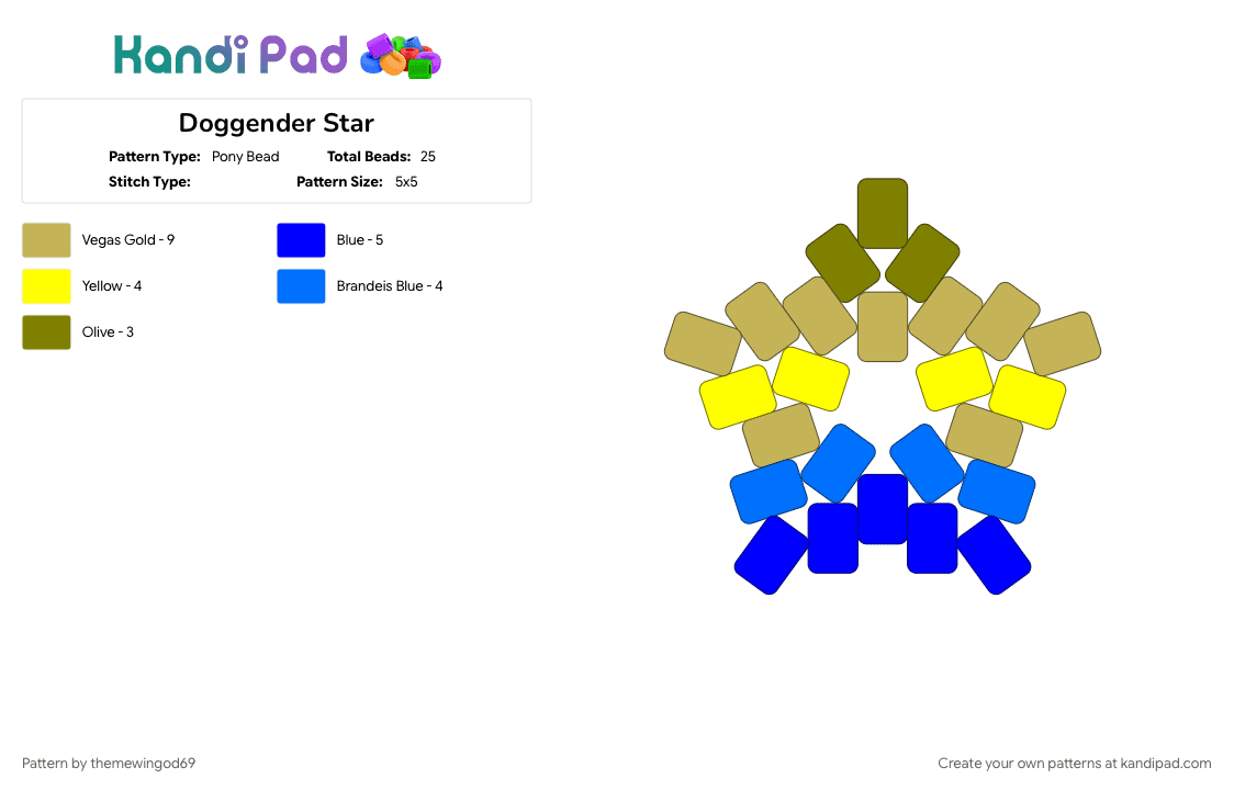 Doggender Star - Pony Bead Pattern by themewingod69 on Kandi Pad - doggender, lgbtqia, pride, star, yellow
