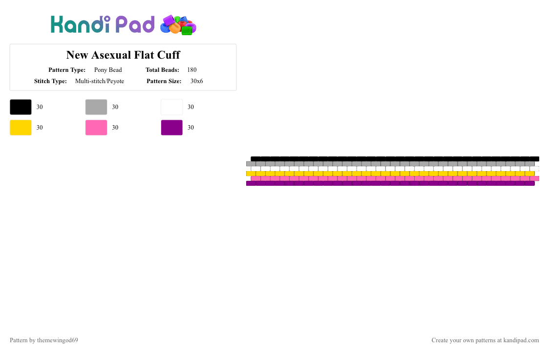 New Asexual Flat Cuff - Pony Bead Pattern by themewingod69 on Kandi Pad - ace, cuff, pink, pride