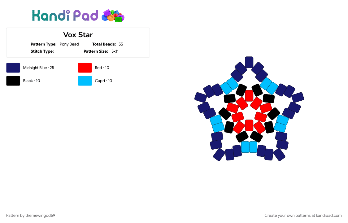 Vox Star - Pony Bead Pattern by themewingod69 on Kandi Pad - hazbin hotel, purple, star, vox