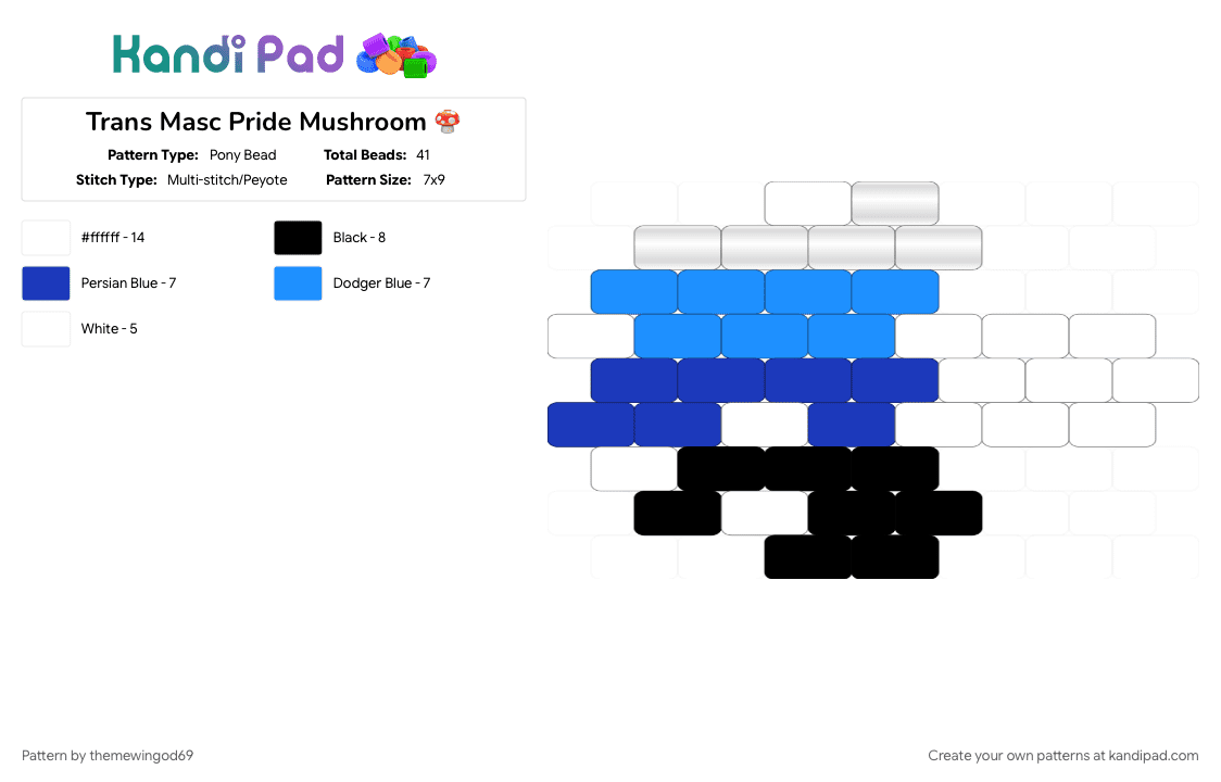 Trans Masc Pride Mushroom 🍄 - Pony Bead Pattern by themewingod69 on Kandi Pad - 