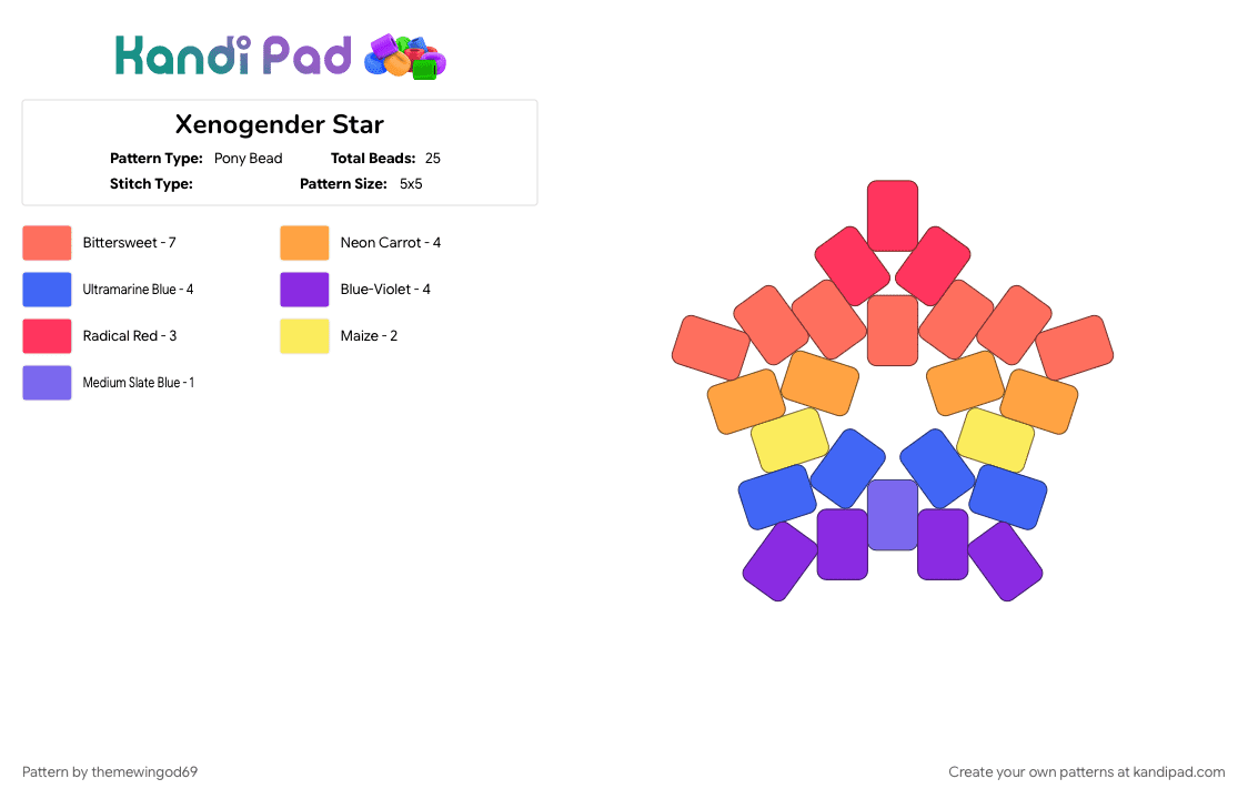 Xenogender Star - Pony Bead Pattern by themewingod69 on Kandi Pad - 