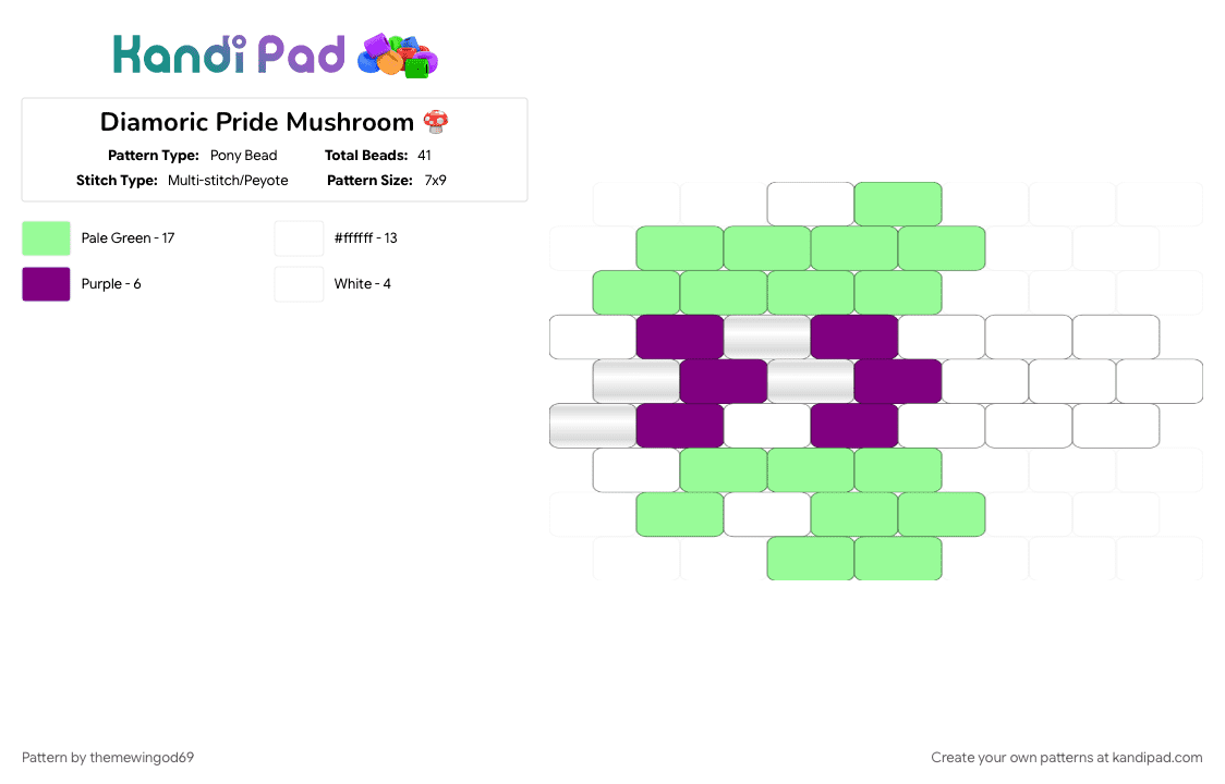 Diamoric Pride Mushroom 🍄 - Pony Bead Pattern by themewingod69 on Kandi Pad - 