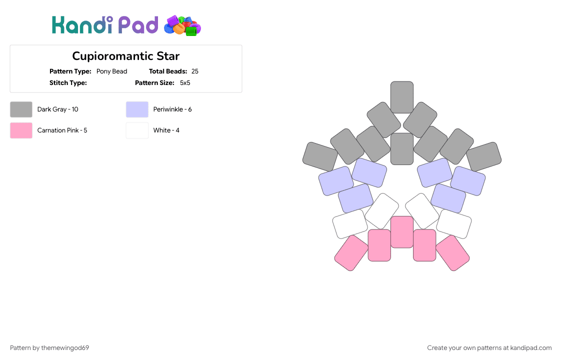 Cupioromantic Star - Pony Bead Pattern by themewingod69 on Kandi Pad - 