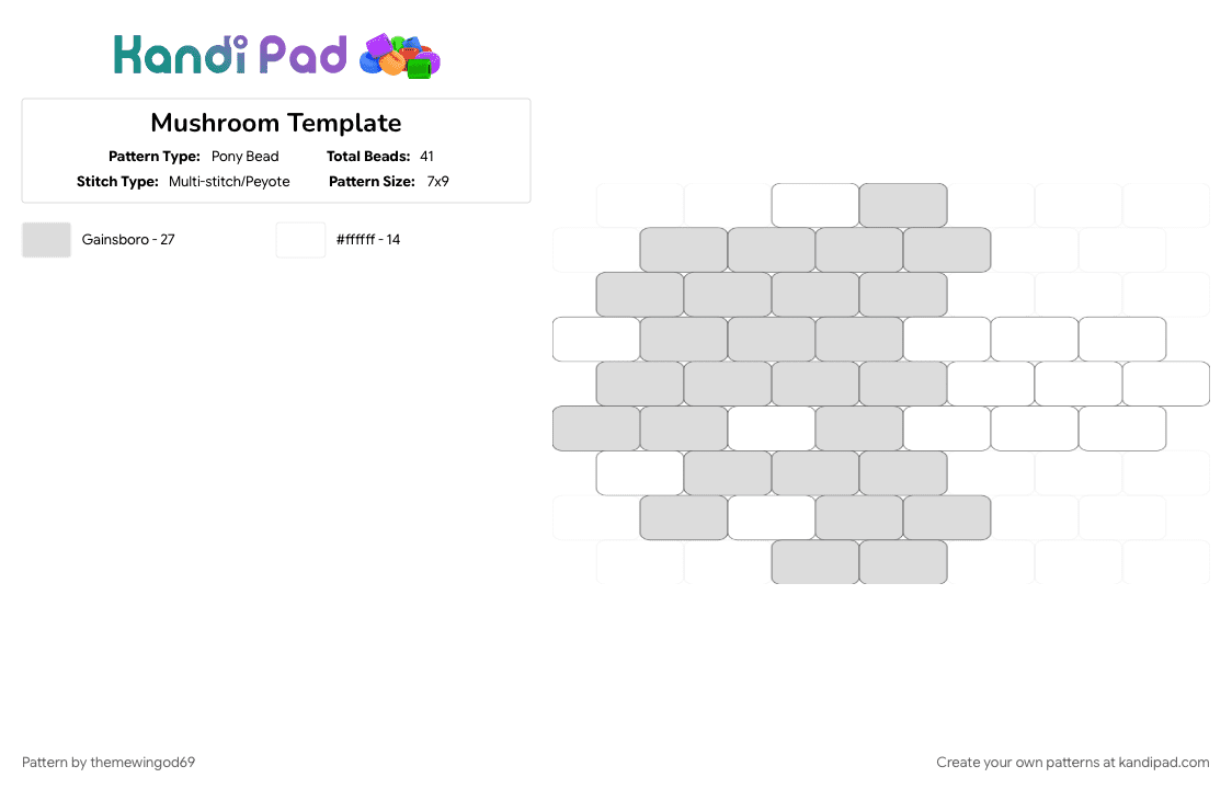 Mushroom Template - Pony Bead Pattern by themewingod69 on Kandi Pad - base, mushroom, template, white