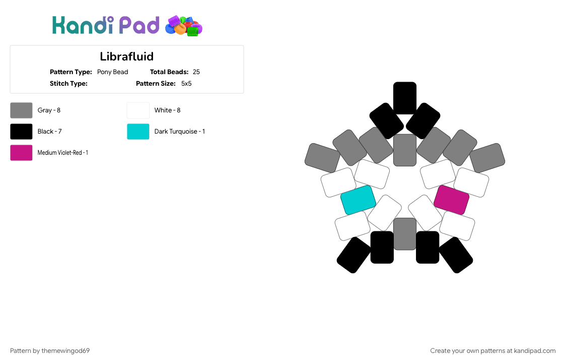 Librafluid - Pony Bead Pattern by themewingod69 on Kandi Pad - gray, lgbtqia, librafluid, pride, star