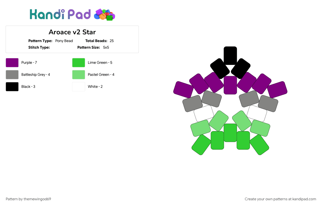 Aroace v2 Star - Pony Bead Pattern by themewingod69 on Kandi Pad - 