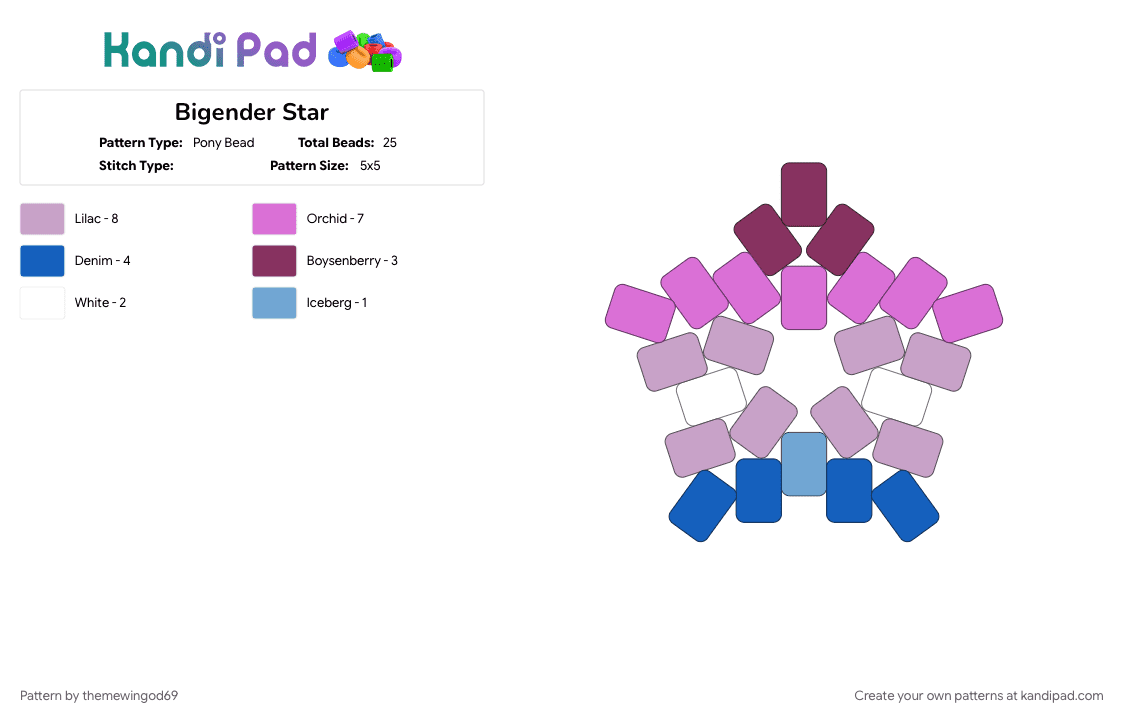 Bigender Star - Pony Bead Pattern by themewingod69 on Kandi Pad - 