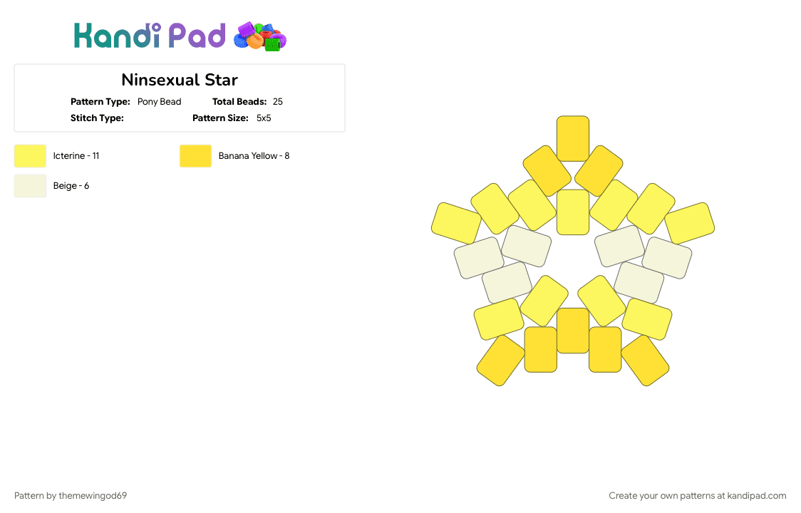 Ninsexual Star - Pony Bead Pattern by themewingod69 on Kandi Pad - 