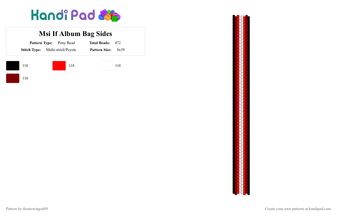 Msi If Album Bag Sides - Pony Bead Pattern by themewingod69 on Kandi Pad - album, bag, brown, if, msi, red