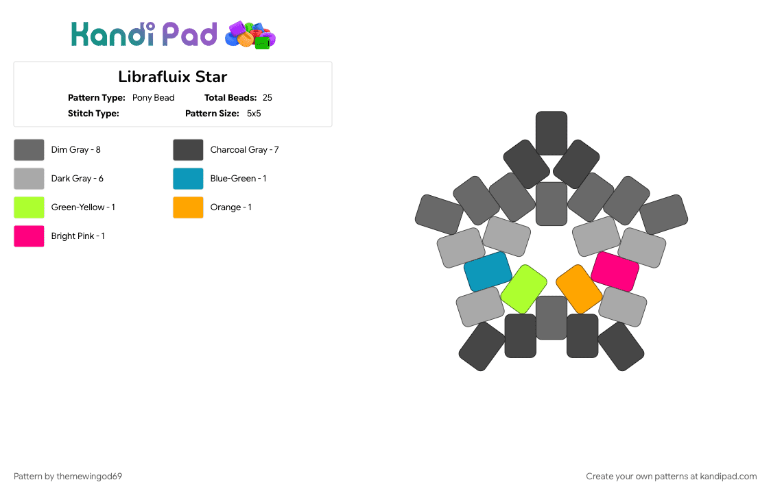Librafluix Star - Pony Bead Pattern by themewingod69 on Kandi Pad - beige, brown, gray, lgbtqia, librafluix, pride, star