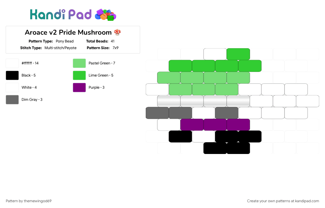 Aroace v2 Pride Mushroom 🍄 - Pony Bead Pattern by themewingod69 on Kandi Pad - 