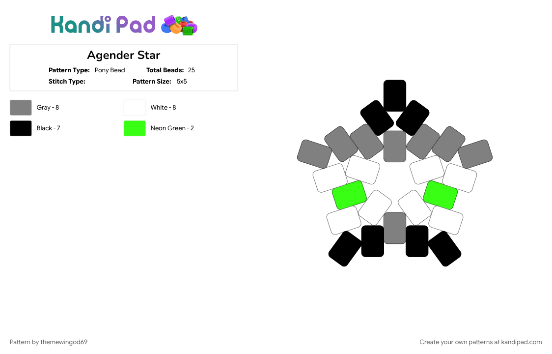 Agender Star - Pony Bead Pattern by themewingod69 on Kandi Pad - 