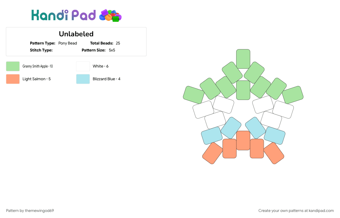 Unlabeled Star - Pony Bead Pattern by themewingod69 on Kandi Pad - lgbtqia, pride, star, teal, unlabeled