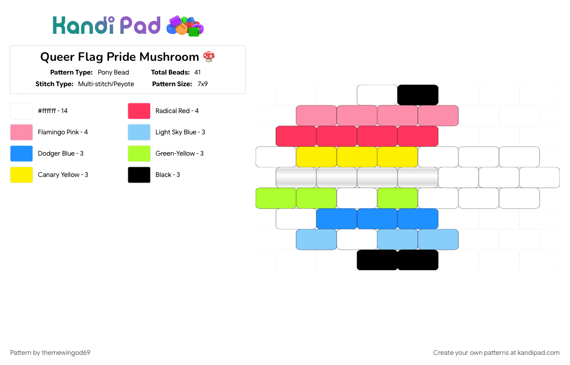Queer Flag Pride Mushroom 🍄 - Pony Bead Pattern by themewingod69 on Kandi Pad - 