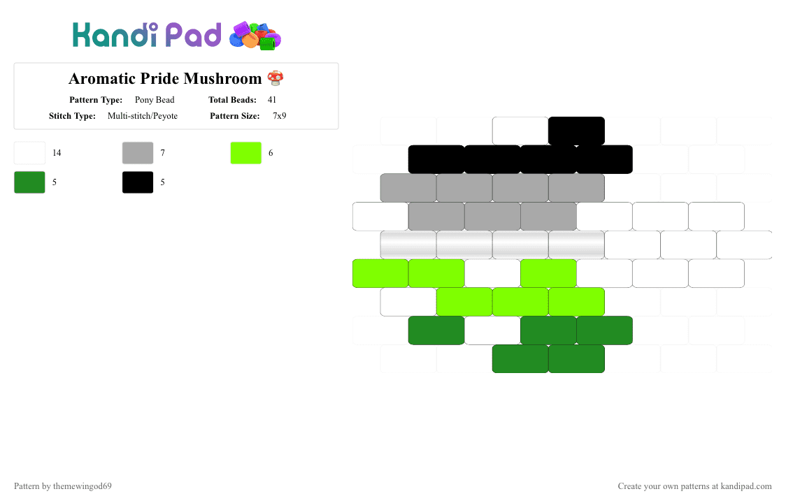 Aromatic Pride Mushroom 🍄 - Pony Bead Pattern by themewingod69 on Kandi Pad - aro, aromatic, beige, green, mushroom, pride