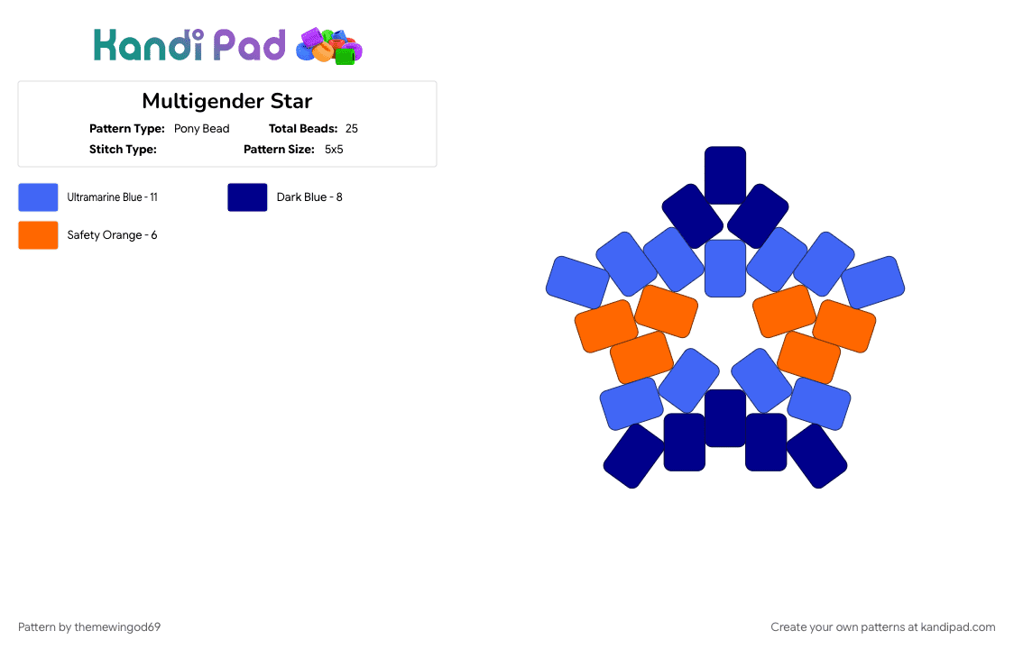 Multigender Star - Pony Bead Pattern by themewingod69 on Kandi Pad - 