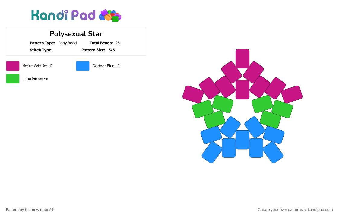 Polysexual Star - Pony Bead Pattern by themewingod69 on Kandi Pad - 