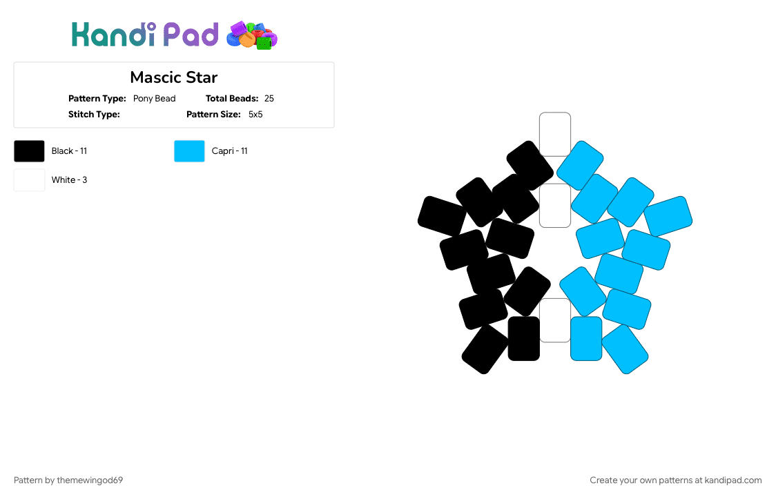 Mascic Star - Pony Bead Pattern by themewingod69 on Kandi Pad - lgbtqia, light blue, mascic, pride, star