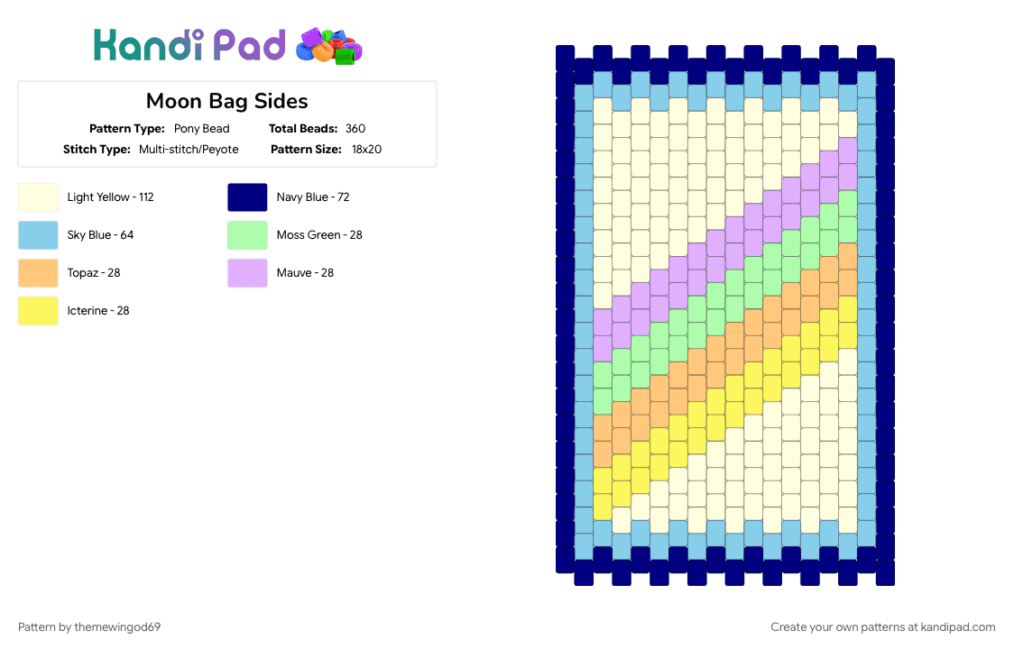 Moon Bag Sides - Pony Bead Pattern by themewingod69 on Kandi Pad - 