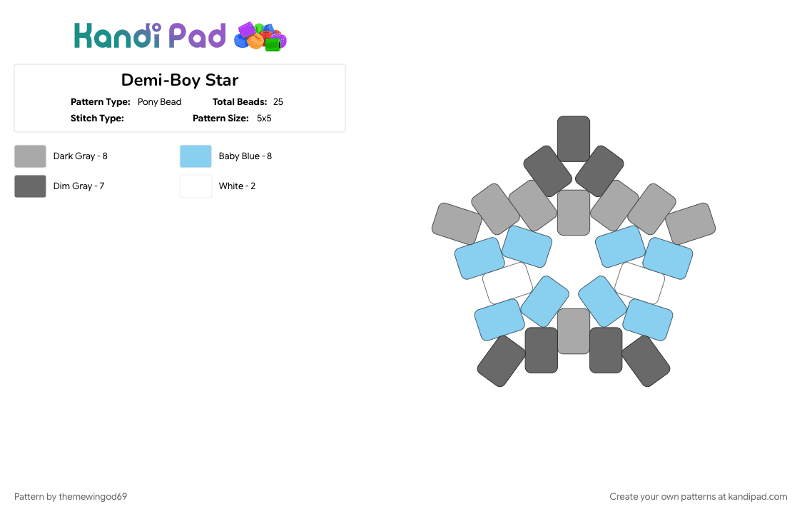 Demi-Boy Star - Pony Bead Pattern by themewingod69 on Kandi Pad - 