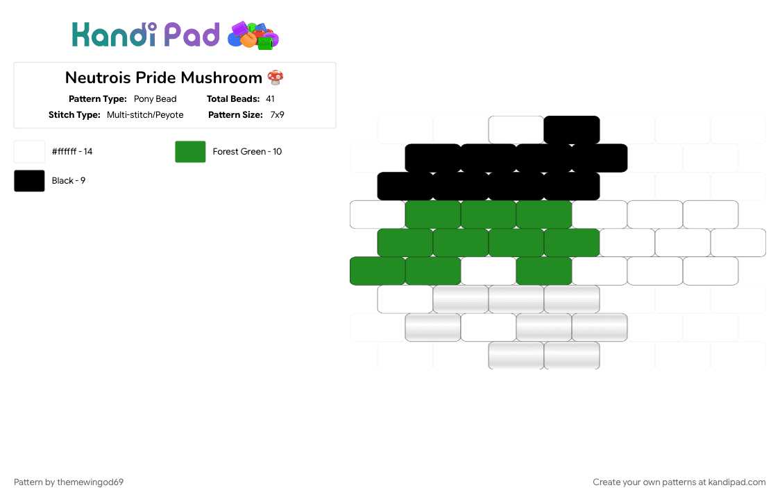 Neutrois Pride Mushroom 🍄 - Pony Bead Pattern by themewingod69 on Kandi Pad - 