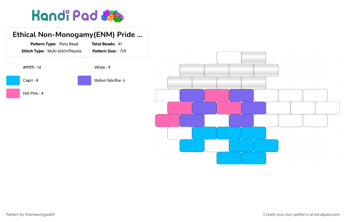 Ethical Non-Monogamy(ENM) Pride Mushroom 🍄 - Pony Bead Pattern by themewingod69 on Kandi Pad - blue, charm, enm, ethical non monogamy, lgbtqia, light blue, mushroom, pride, white