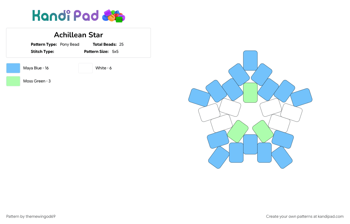Achillean Star - Pony Bead Pattern by themewingod69 on Kandi Pad - 