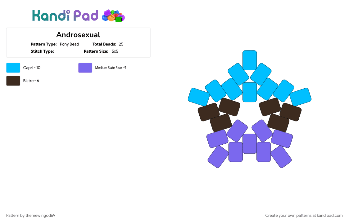 Androsexual Star - Pony Bead Pattern by themewingod69 on Kandi Pad - androsexual, lgbtqia, pride, star