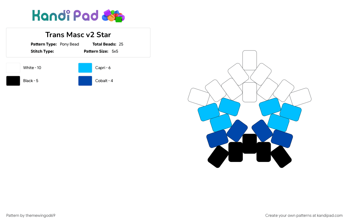 Trans Masc v2 Star - Pony Bead Pattern by themewingod69 on Kandi Pad - 