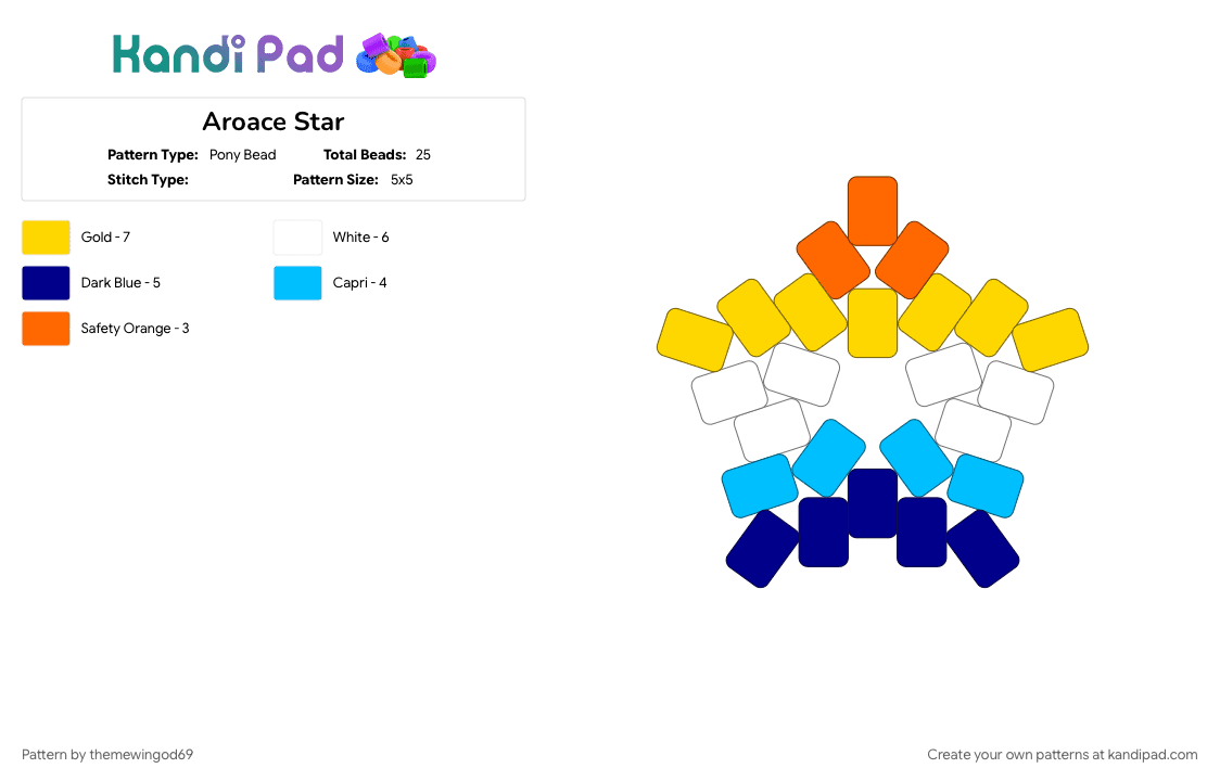 Aroace Star - Pony Bead Pattern by themewingod69 on Kandi Pad - aroace, pride, purple, star, yellow