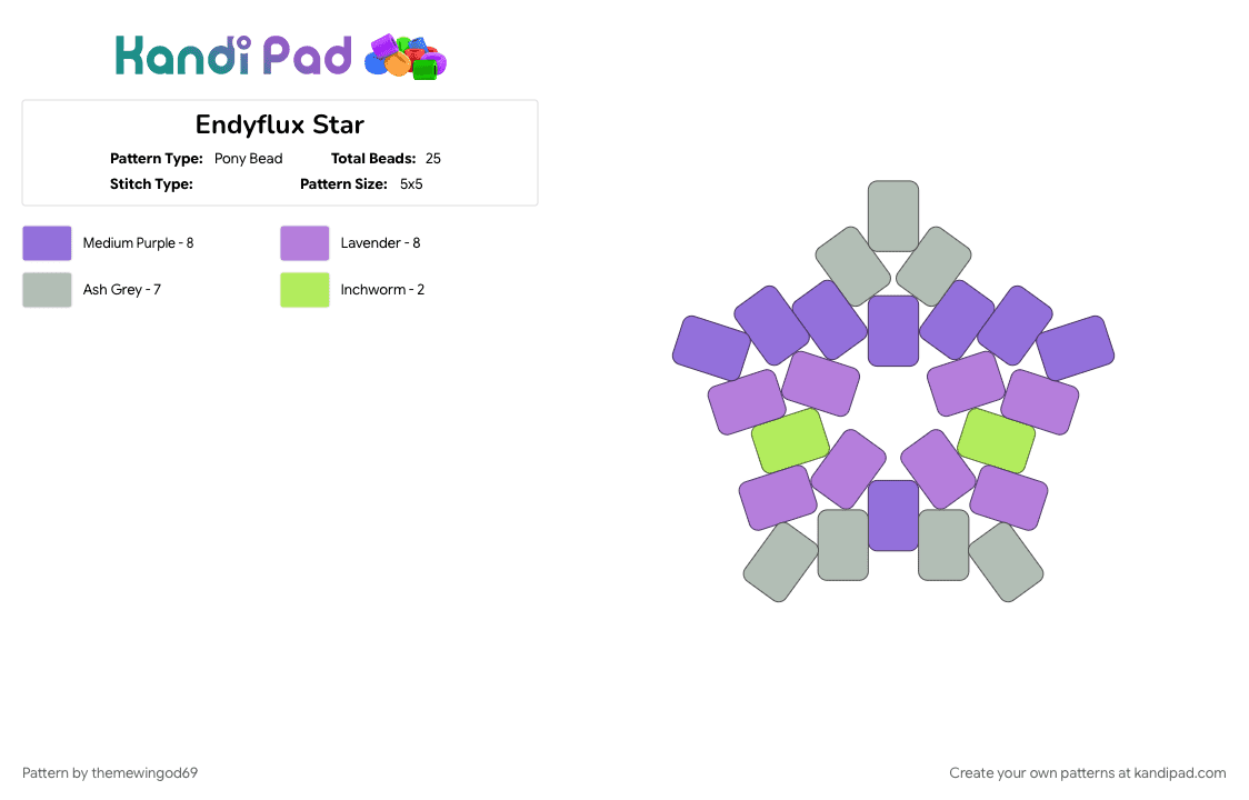 Endyflux Star - Pony Bead Pattern by themewingod69 on Kandi Pad - beige, endyflux, lgbtqia, pink, pride, purple, star