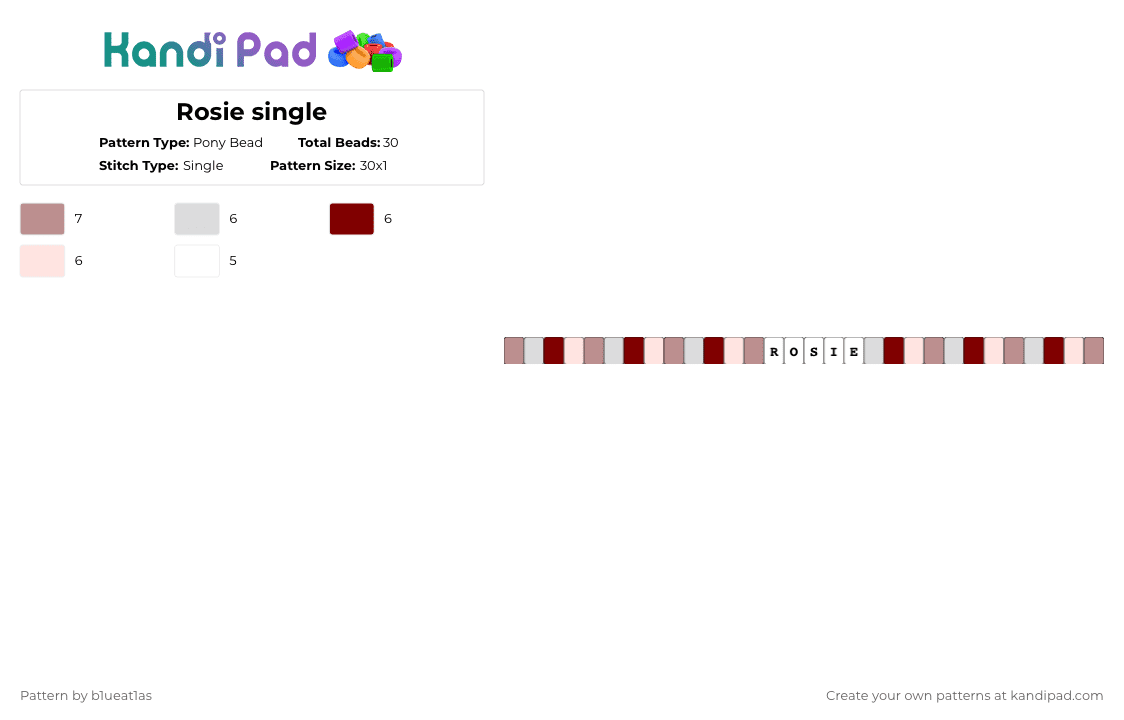 Rosie single - Pony Bead Pattern by b1ueat1as on Kandi Pad - beige,brown,hazbin,hh,rosie,hazbin hotel,single