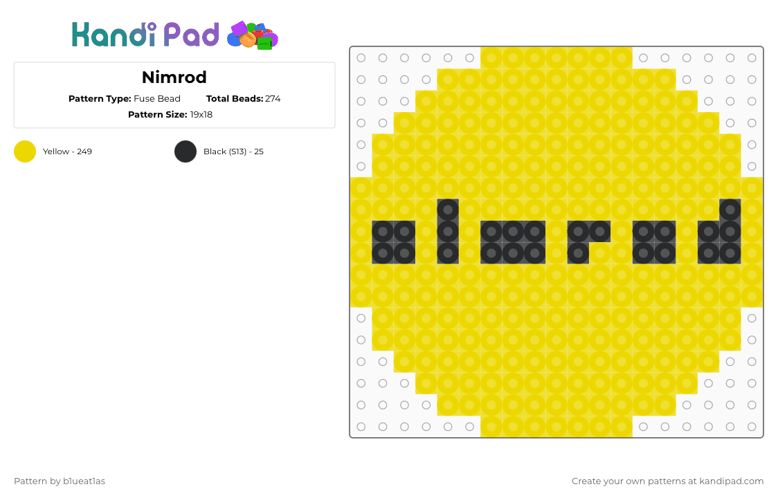 Nimrod - Fuse Bead Pattern by b1ueat1as on Kandi Pad - yellow,greenday,punk,nimrod