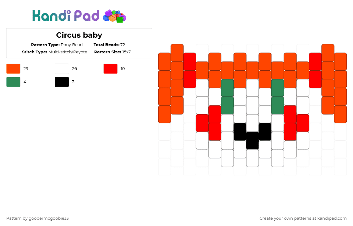 Circus baby - Pony Bead Pattern by goobermcgoobie33 on Kandi Pad - red,fnaf