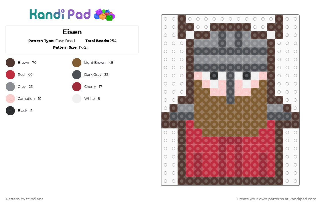 Eisen - Fuse Bead Pattern by tcindiana on Kandi Pad - brown,gray,tan,red,anime,frieren,eisen