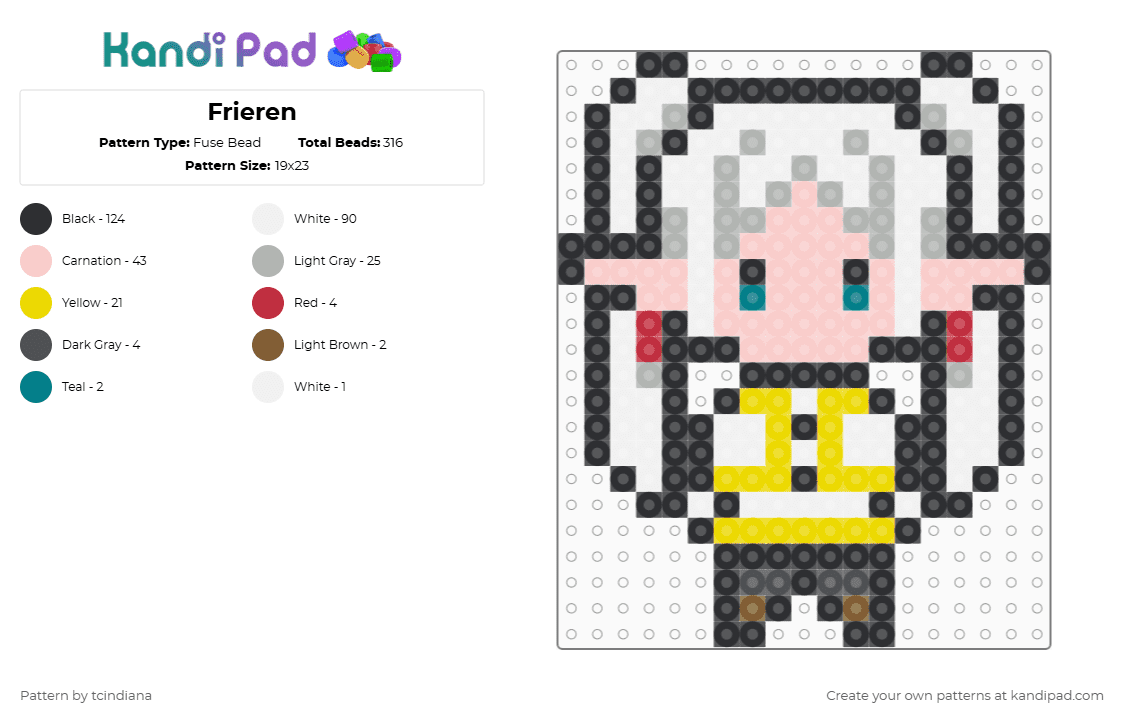 Frieren - Fuse Bead Pattern by tcindiana on Kandi Pad - white,yellow,beige,anime,frieren