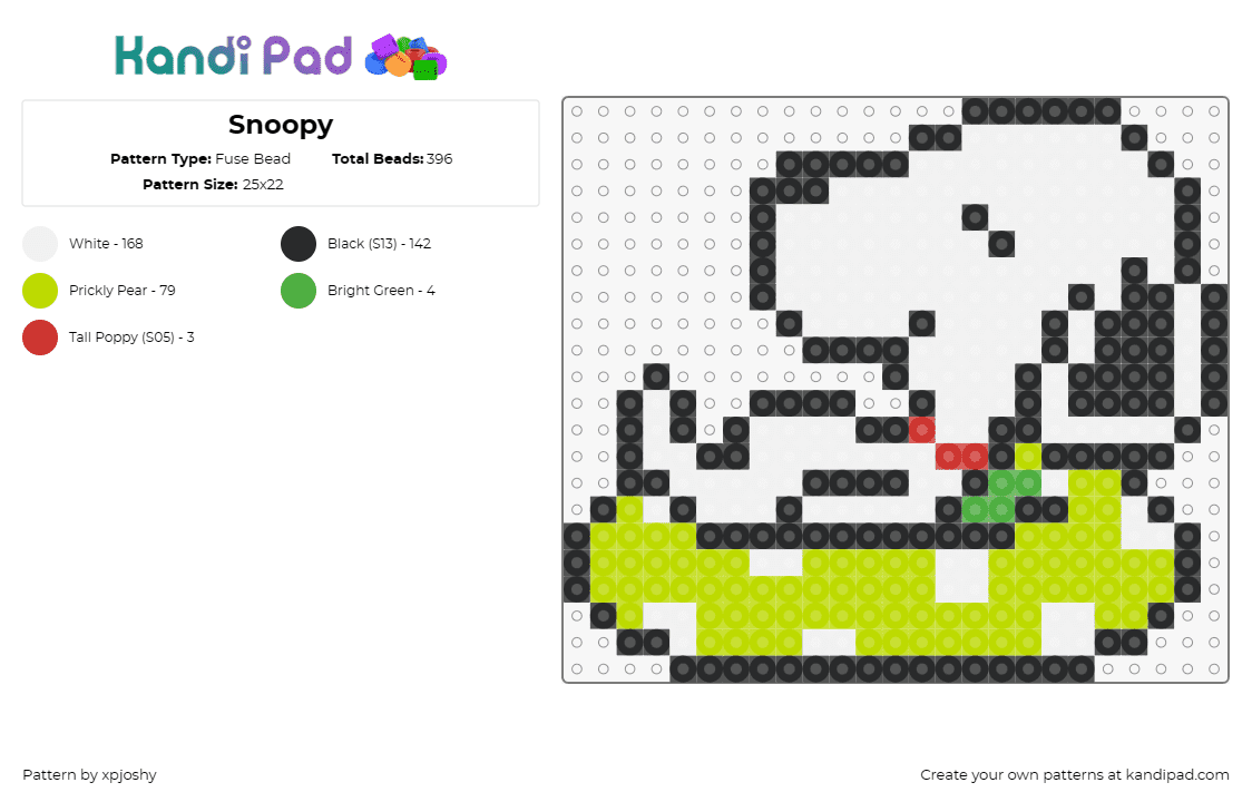 Snoopy - Fuse Bead Pattern by xpjoshy on Kandi Pad - snoopy,peanuts,charlie brown,doghouse,cartoon,character,nostalgia,white