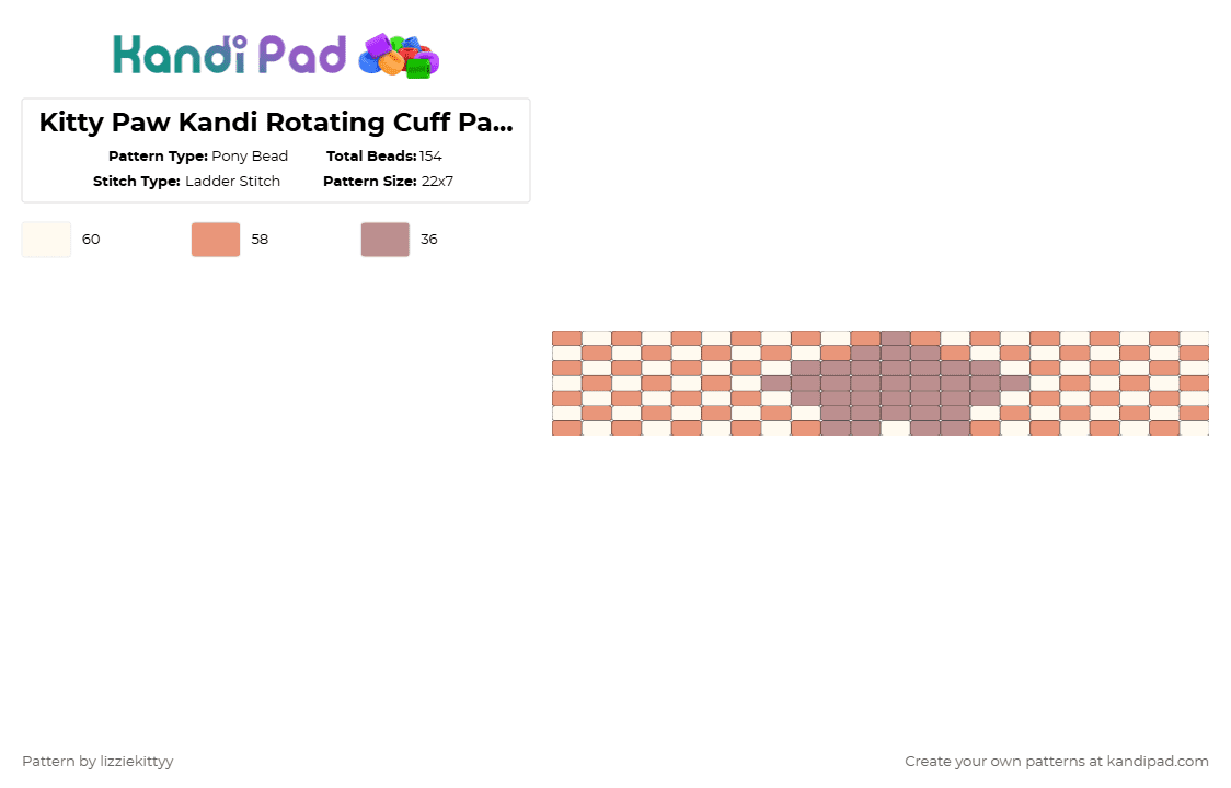 Kitty Paw Kandi Rotating Cuff Part 1 - Pony Bead Pattern by lizziekittyy on Kandi Pad - orange,beige