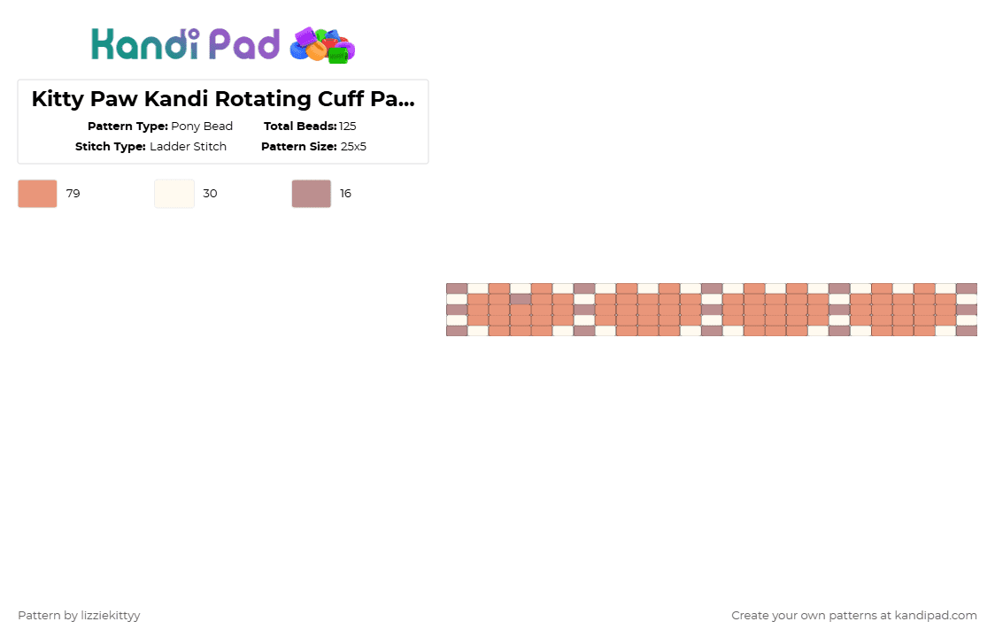 Kitty Paw Kandi Rotating Cuff Part 2 - Pony Bead Pattern by lizziekittyy on Kandi Pad - orange