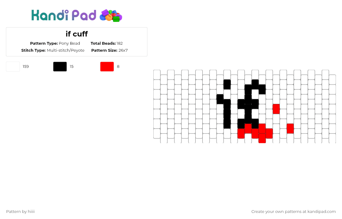 if cuff - Pony Bead Pattern by hiiii on Kandi Pad - white