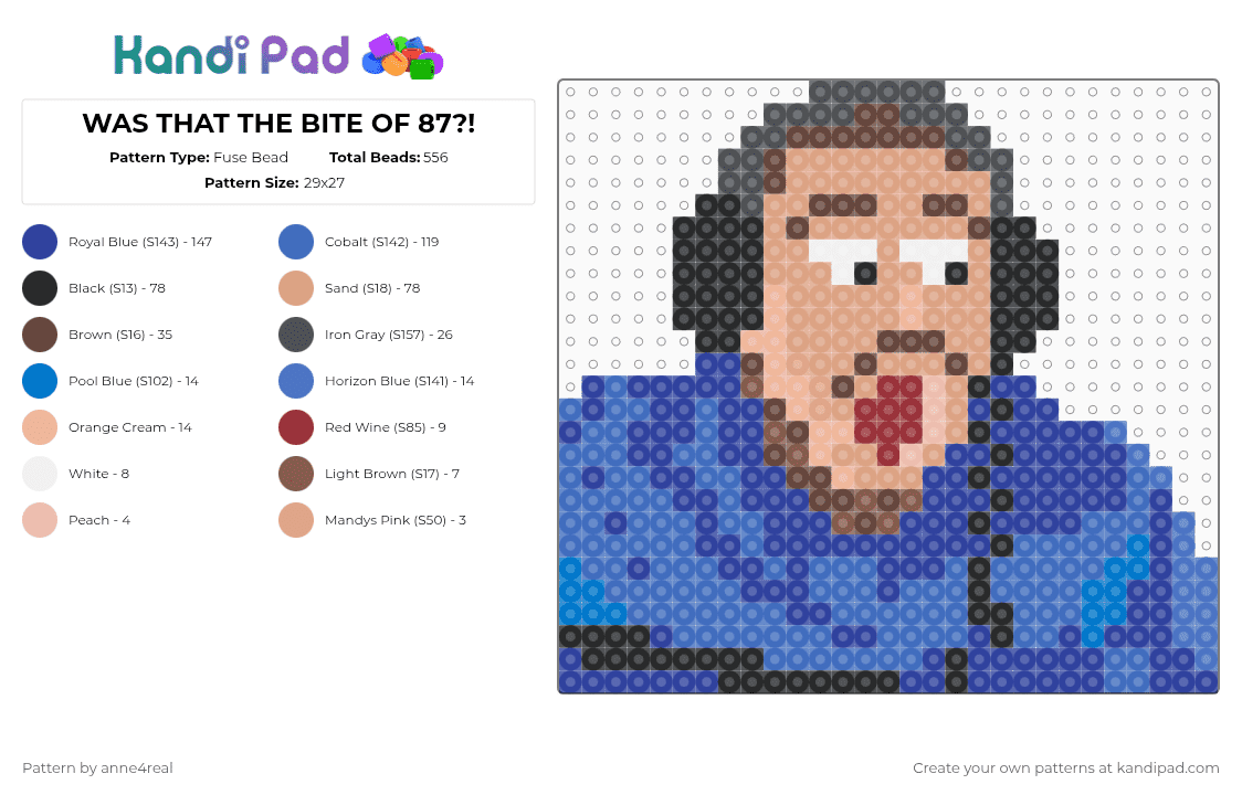 WAS THAT THE BITE OF 87?! - Fuse Bead Pattern by anne4real on Kandi Pad - blue,purple,beige,fnaf,markiplier,bite of 87,youtuber
