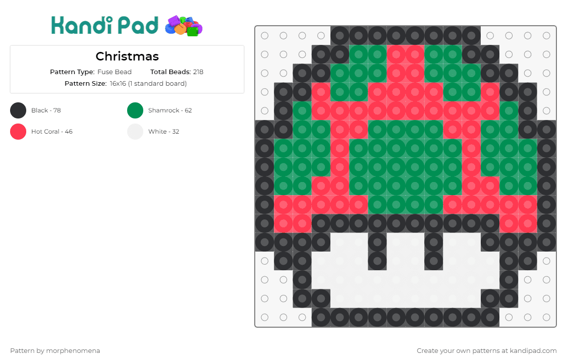 Christmas - Fuse Bead Pattern by morphenomena on Kandi Pad - christmas,holiday,mushroom,mario,nintendo,video games