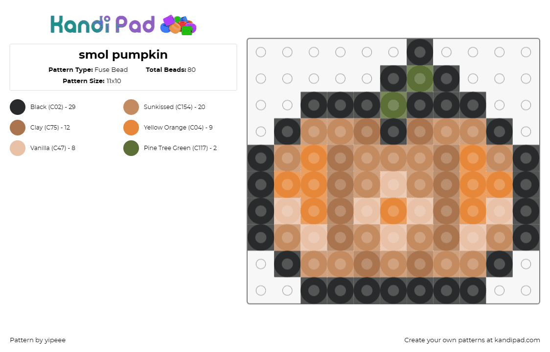 smol pumpkin - Fuse Bead Pattern by yipeee on Kandi Pad - pumpkin,halloween,festive,tiny,small,autumn,celebration,seasonal,orange