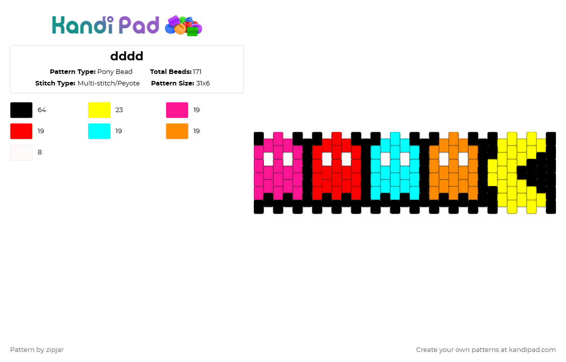 Dddd Pony Bead Pattern - Kandi Pad | Kandi Patterns, Fuse Bead Patterns ...
