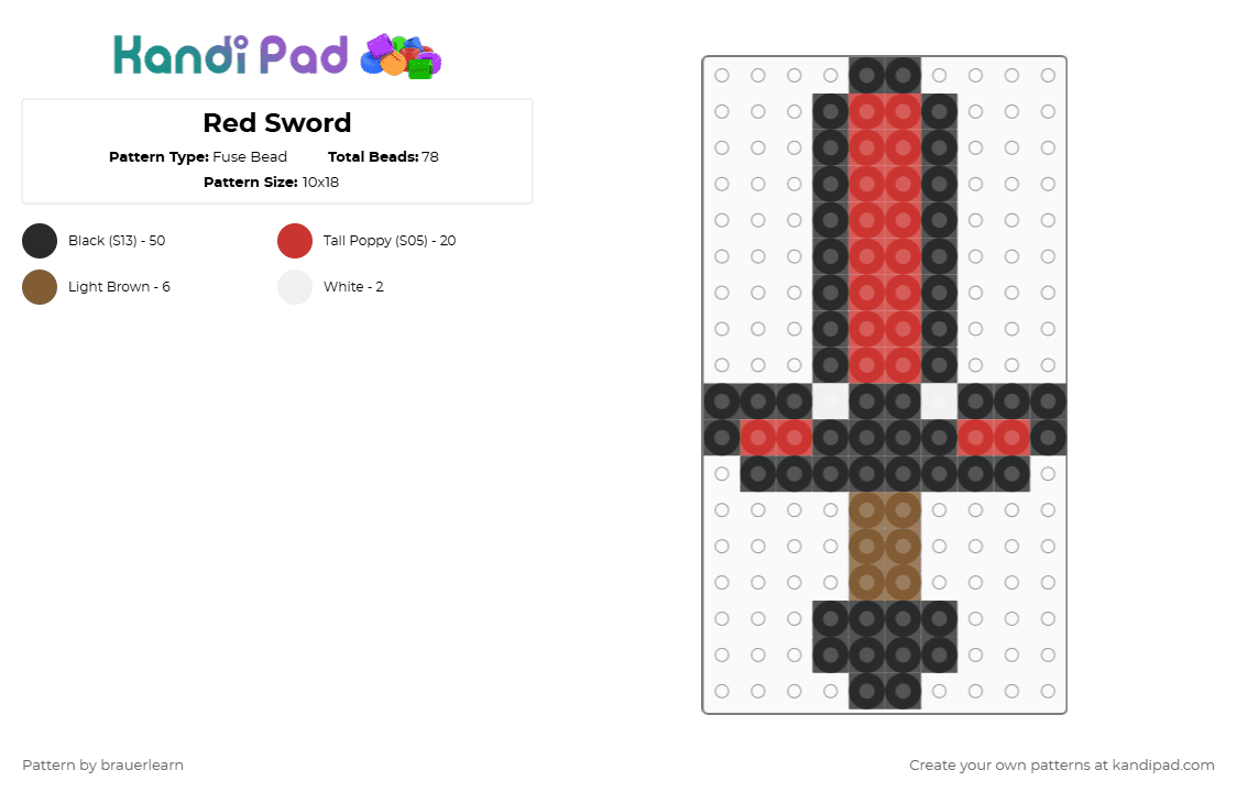 Sw Ord Pattern Red Sword Fuse Bead Pattern - Kandi Pad | Kandi Patterns, Fuse Bead ...