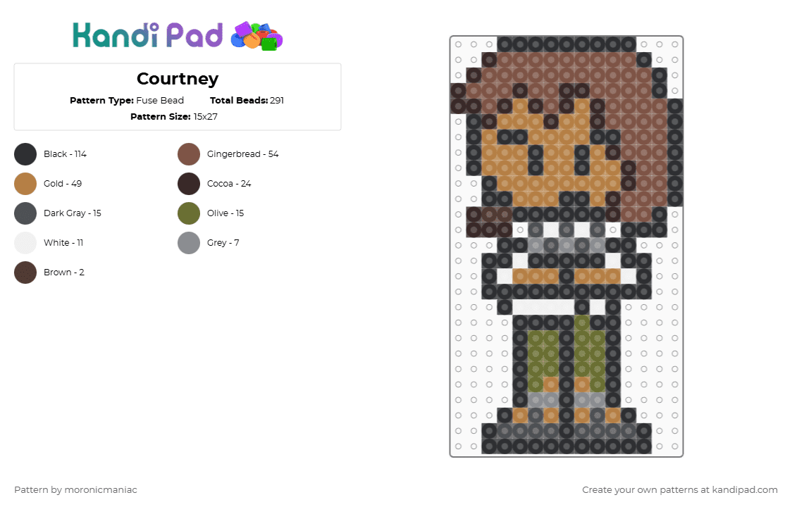 Courtney - Fuse Bead Pattern by moronicmaniac on Kandi Pad - tan,total drama,cartoon