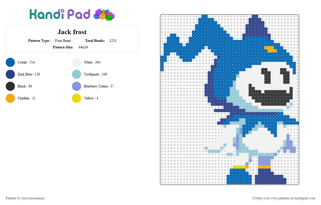 Jack frost - Fuse Bead Pattern by moronicmaniac on Kandi Pad - blue,shin megami tensei,smt,persona